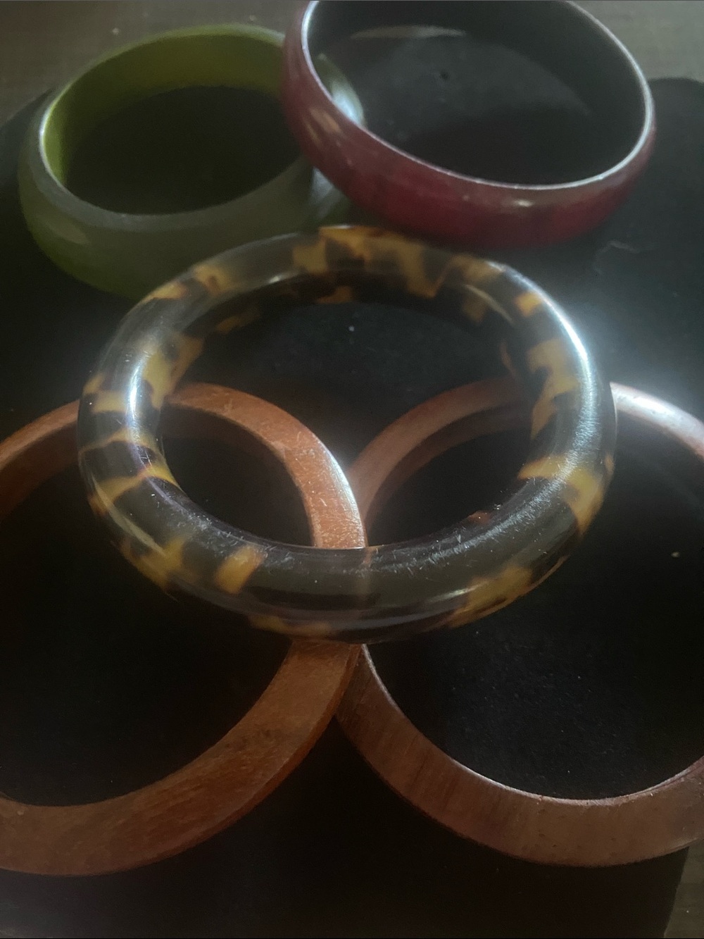 Classic Tortoiseshell and Wood Bangle Set - Women Jewelry